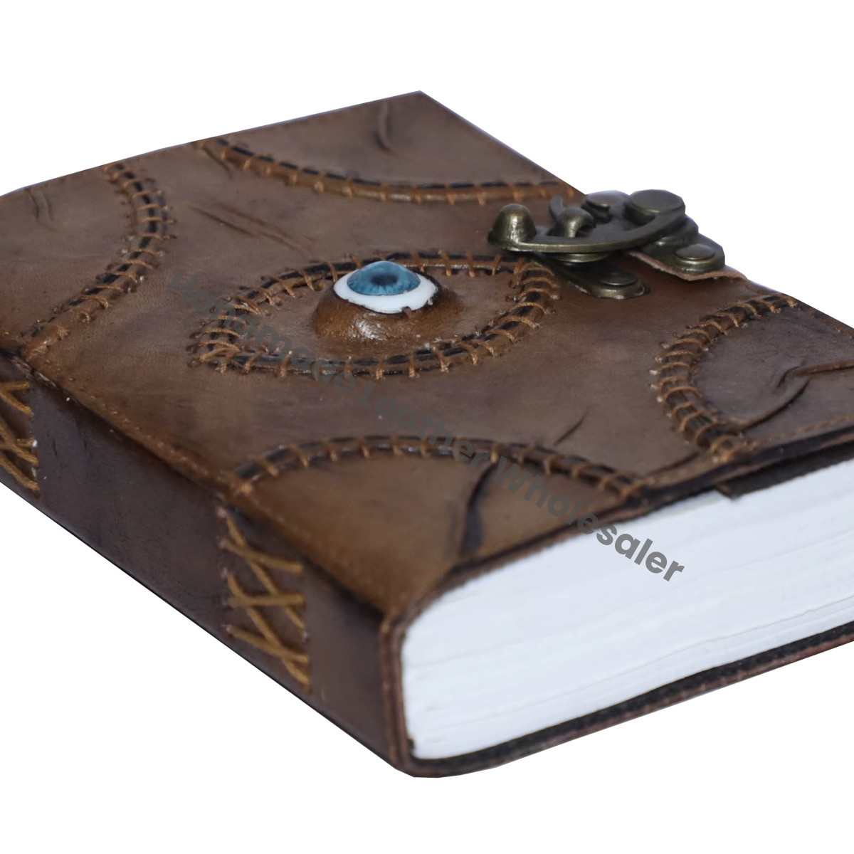 Handmade Leather Address Book God Eye Design Hocus Pocus Recycled Cotton Blank Pages Hard Leather Cover Gift For Women