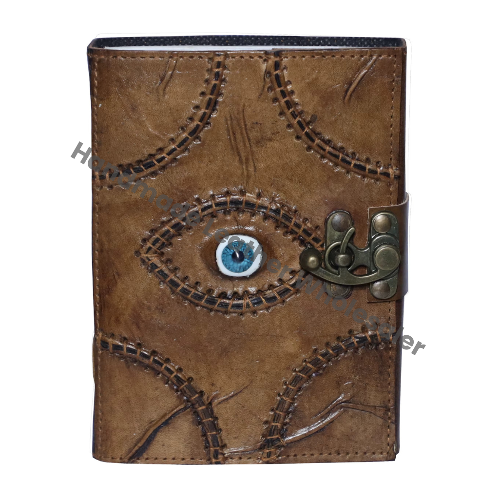 Handmade Leather Address Book God Eye Design Hocus Pocus Recycled Cotton Blank Pages Hard Leather Cover Gift For Women