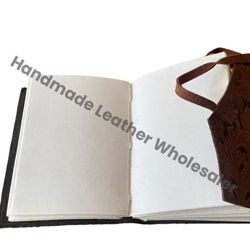 Handmade Leather Address Book Soft Garden Flower Vintage Eco-friendly Paper High Quality Spells Blank Bound Deckle Pages Custom