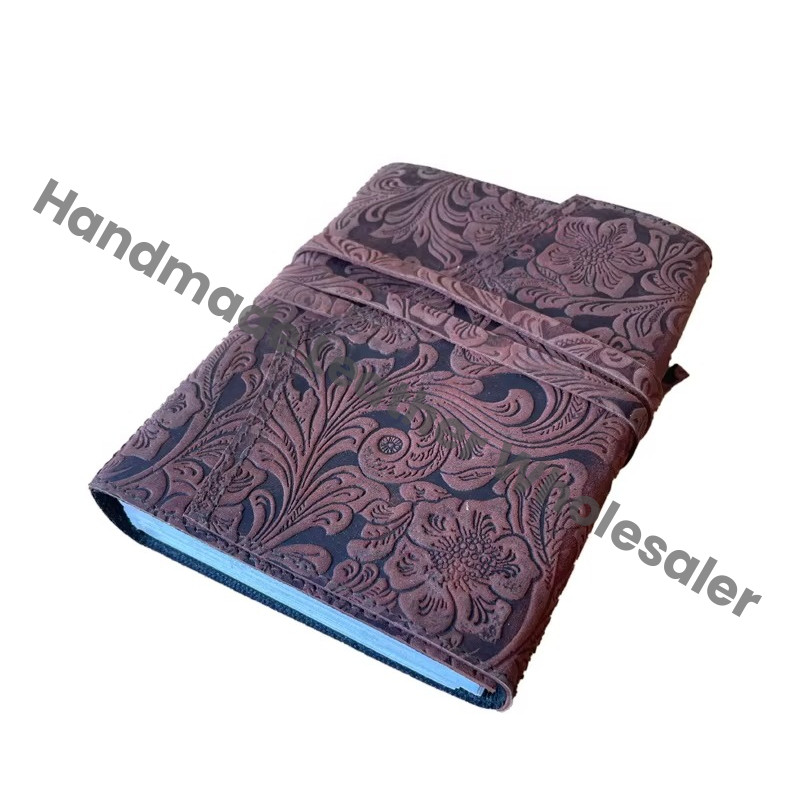Handmade Leather Address Book Soft Garden Flower Vintage Eco-friendly Paper High Quality Spells Blank Bound Deckle Pages Custom