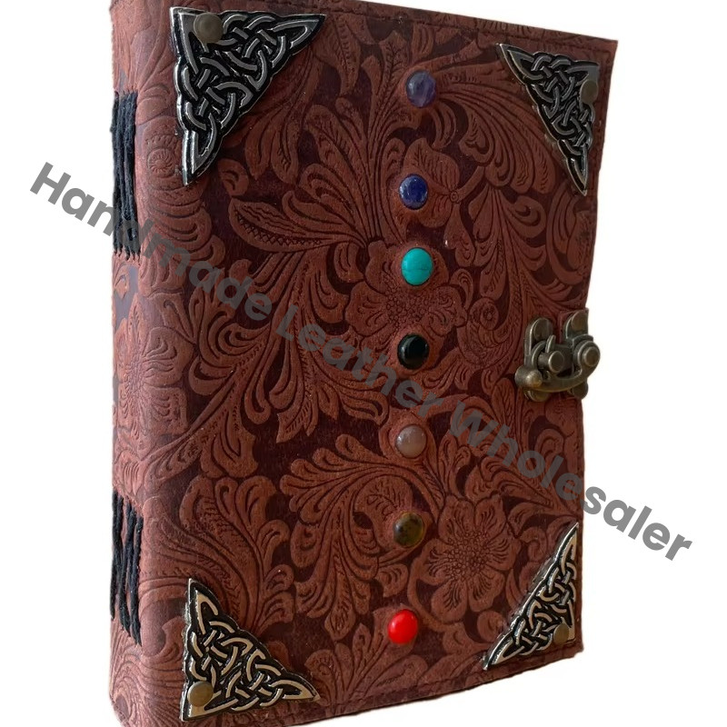 Handmade Leather Address Book Thermal Binding Eco-friendly Paper Metal Corner Vintage Custom Logo Gift Idea