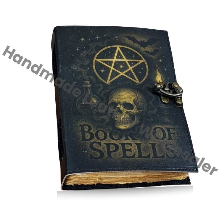 Handmade Leather Book of Spells Journal – Witchcraft Grimoire – Wiccan Pagan Spell Book – Gothic Witch Journal – Book of Shadows
