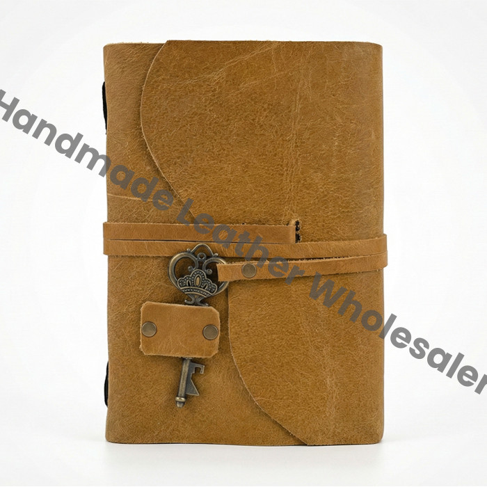 Handmade Leather-Bound Journal with Antique Key | Rustic Blank Notebook Gift for Men & Women Handmade Leather-Bound Journal with Antique Key | Rustic Blank Notebook Gift for Men & Women
