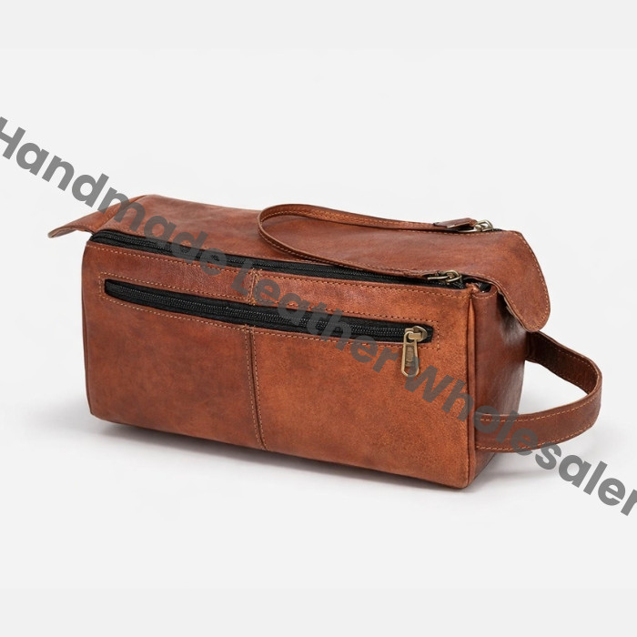 Handmade Leather & Canvas Toiletry Bag: Personalized Dopp Kit