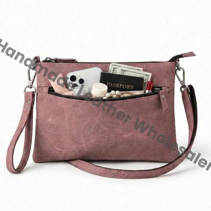 Handmade Leather Crossbody Bag, Minimalist Shoulder Purse with Free Strap