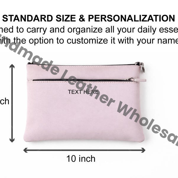 Handmade Leather Crossbody Bag, Minimalist Zipper Pouch with Free Strap