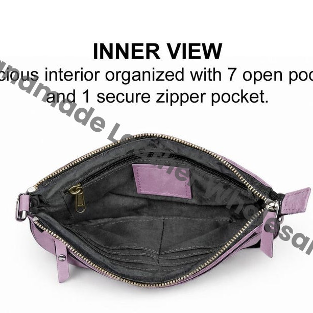 Handmade Leather Crossbody Bag, Minimalist Zipper Pouch with Free Strap