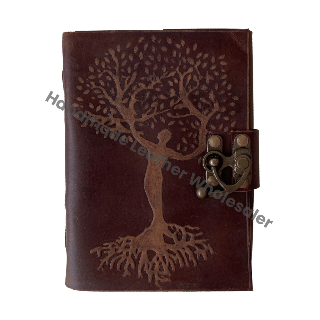 Handmade Leather Embossed Bound Journal Tree Life Mother Earth Writing Notebook Diary Recyclable Paper Custom Logo Option Best