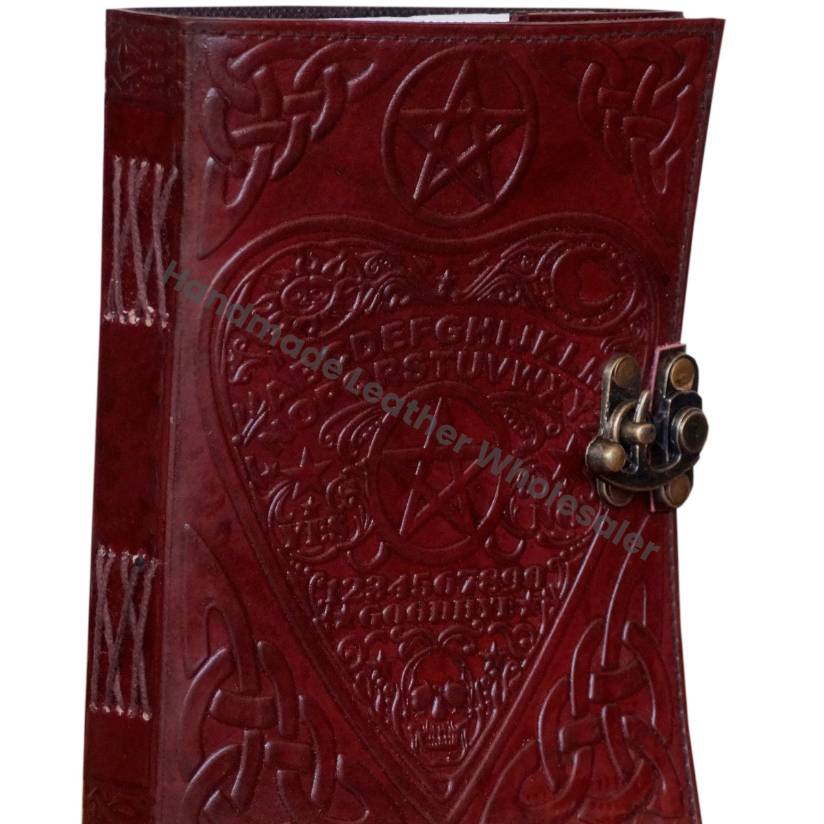 Handmade Leather Embossed Ouija Design Journal Book of Shadows Witch Craft Notebook & Sketchbook