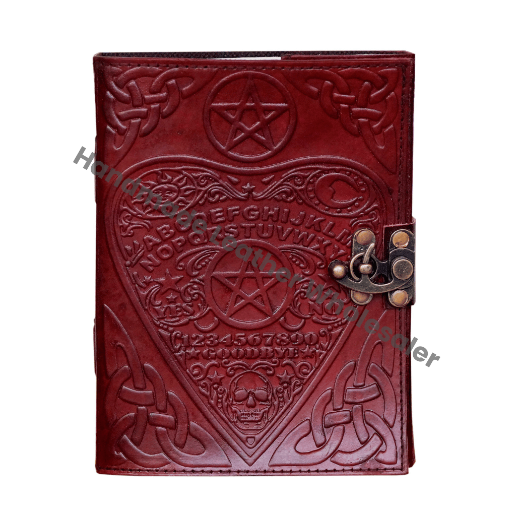 Handmade Leather Embossed Ouija Design Journal Book of Shadows Witch Craft Notebook & Sketchbook