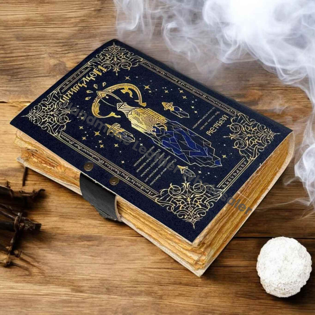 Handmade Leather Grimoire: Antique Deckle Edge Book of Shadows