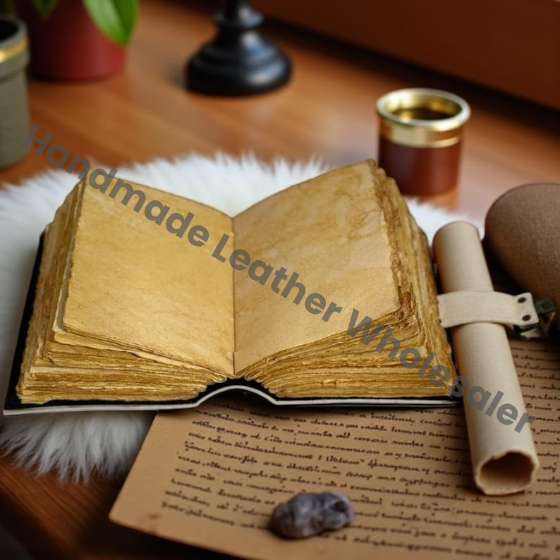 Handmade Leather Grimoire Journal – Book of Shadows, Vintage Witchcraft Spellbook, Wiccan Pagan Gothic Magic Diary Gift