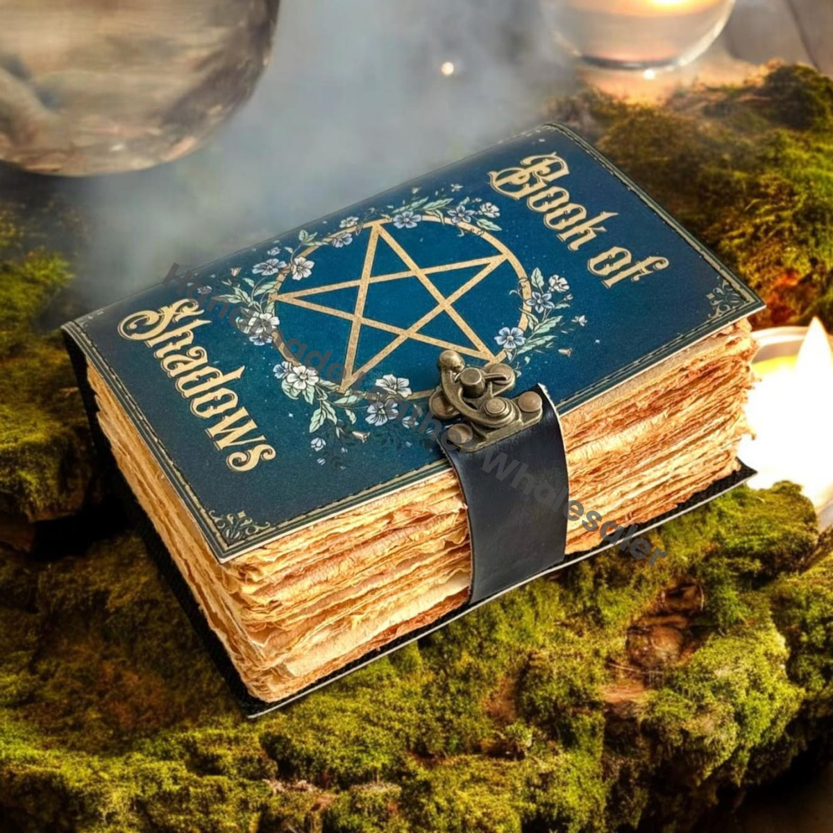 Handmade Leather Grimoire: Vintage Book of Shadows with Deckle Edge Paper