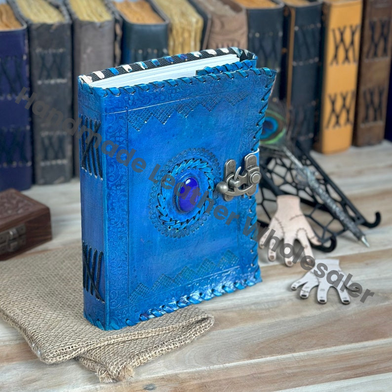 Handmade Leather Journal: Antique Deckle Edge Paper, Embossed Vintage Lock