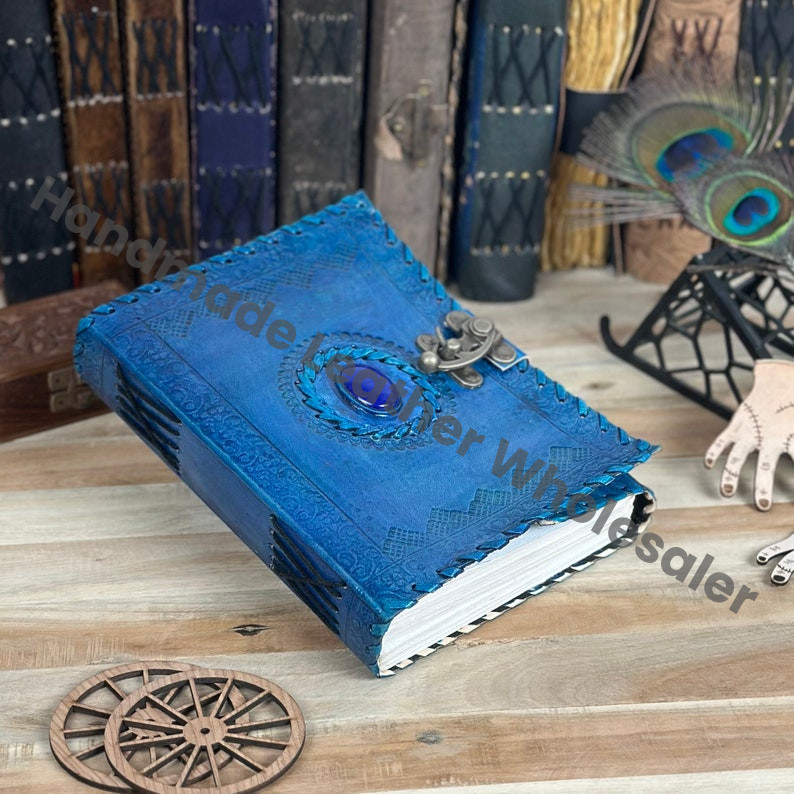 Handmade Leather Journal: Antique Deckle Edge Paper, Embossed Vintage Lock