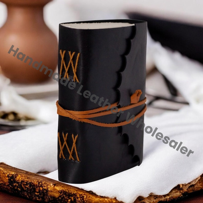 Handmade Leather Journal: Antique Deckle Edge Paper, Lock Closure