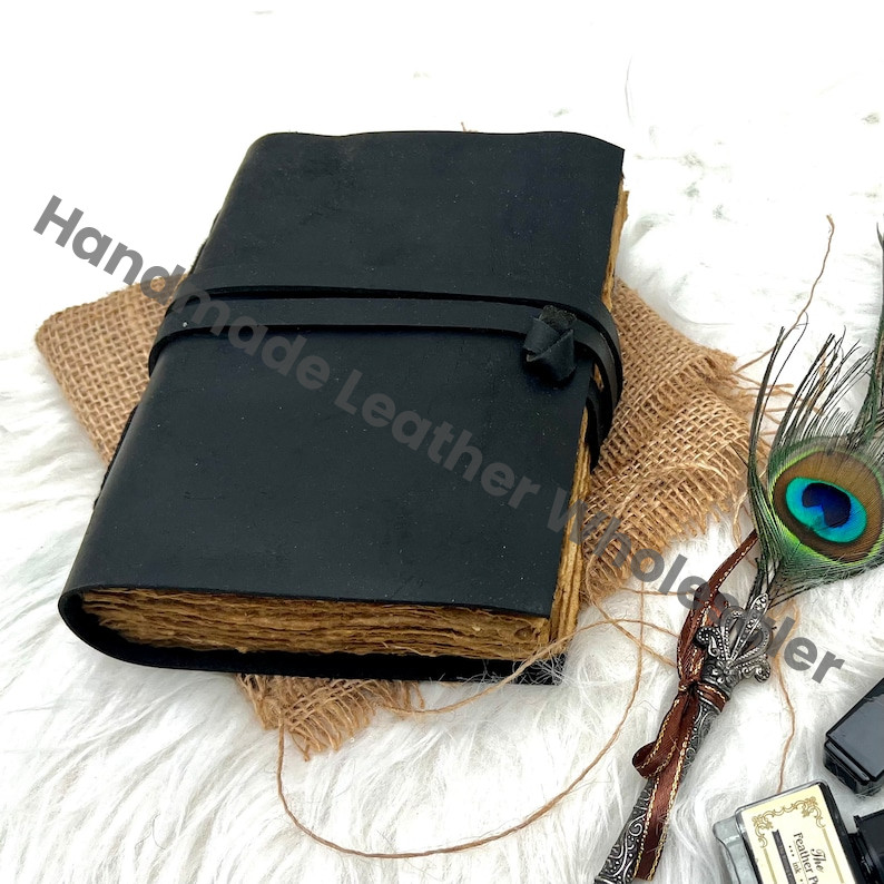 Handmade Leather Journal: Deckle Edge Paper Book of Shadows