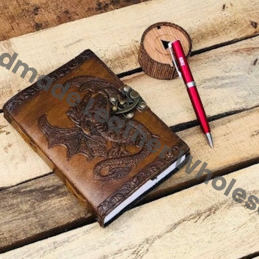Handmade Leather Journal: Dragon Embossed Book of Shadows