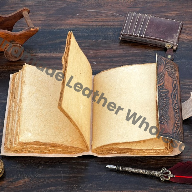 Handmade Leather Journal, Dragon Embossed Book of Shadows