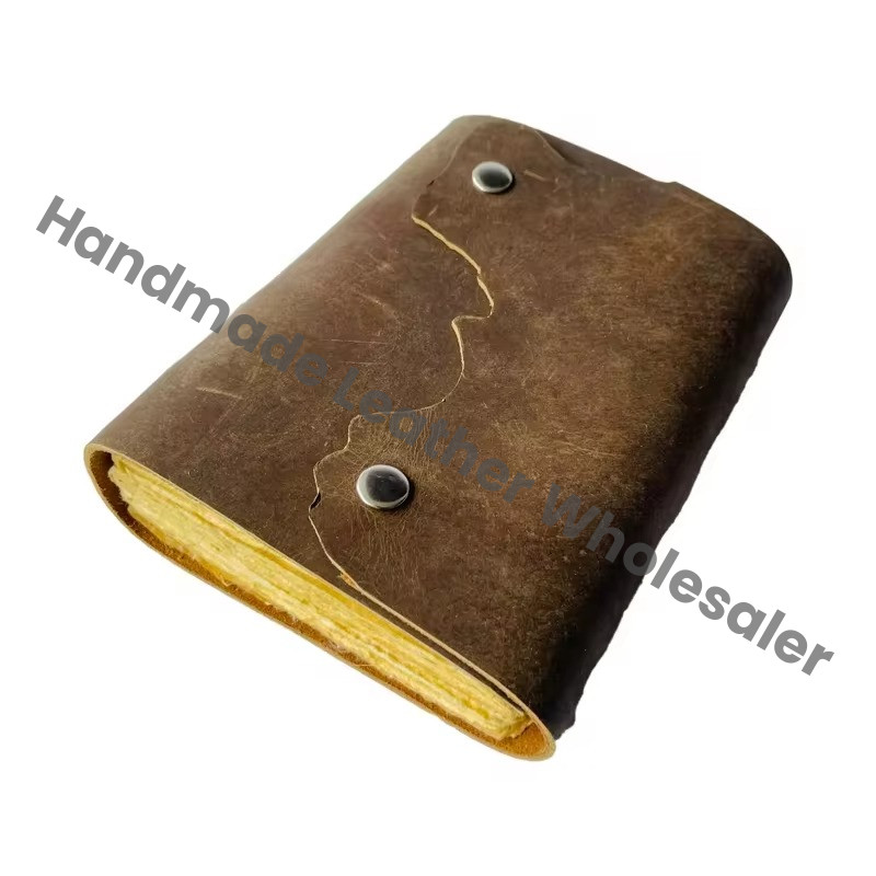 Handmade Leather Journal Drawing Soft Vintage Book Blank Notebook Deckle Touch Button Closer Custom Travel Sketchbook