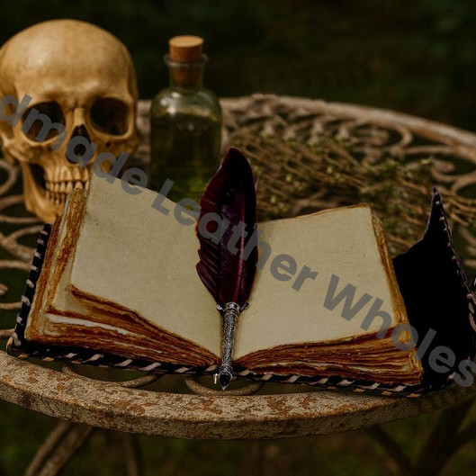 Handmade Leather Journal, Pentagram Grimoire, Gothic Witchcraft Diary