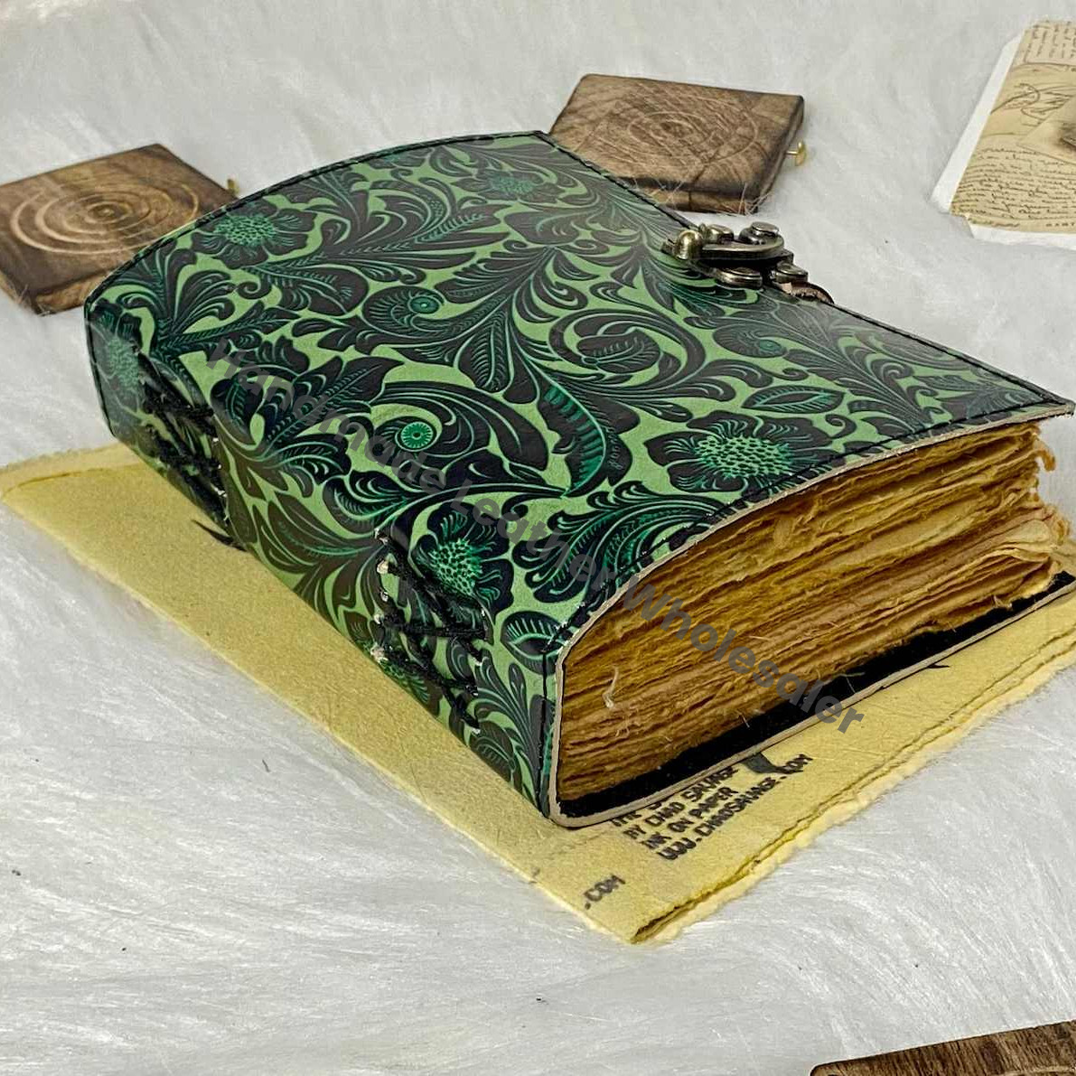 Handmade Leather Journal: Personalized Book of Shadows, Garden Flower Design