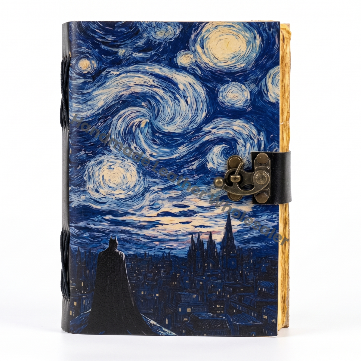 Handmade Leather journal starry night gift – Grimoire Van Gogh Art Cover Creative Writing Notebook art lover Diary
