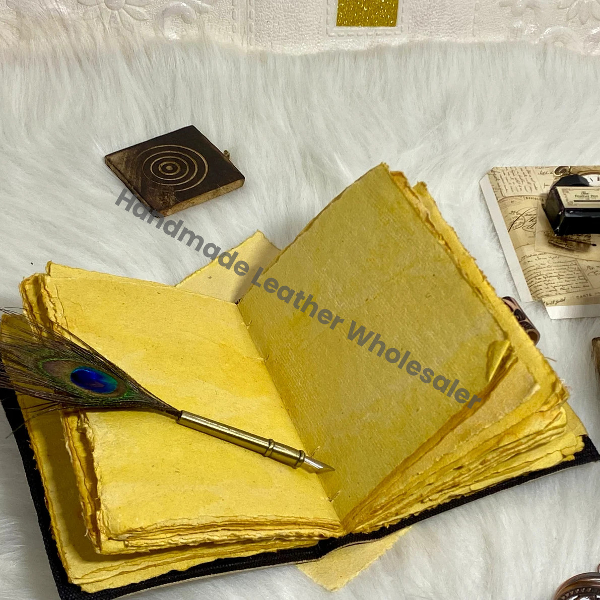 Handmade Sun & Moon Grimoire Leather Journal