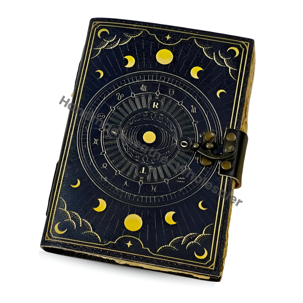 Handmade Sun & Moon Grimoire Leather Journal