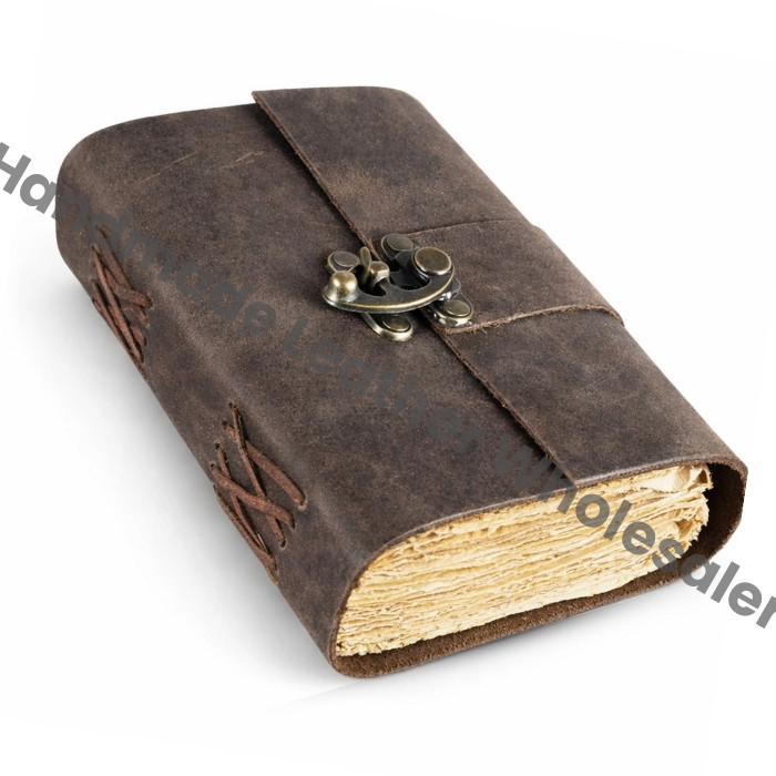 Handmade Leather Journal, Vintage Deckle Edge Paper, Custom Engraved Gift