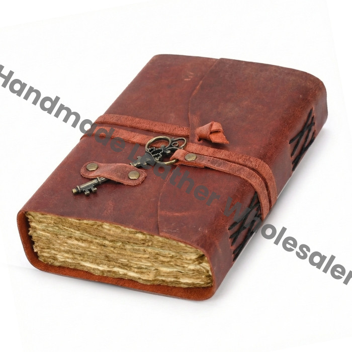 Handmade Leather Journal – Vintage Deckle Edge Paper, Grimoire Journal