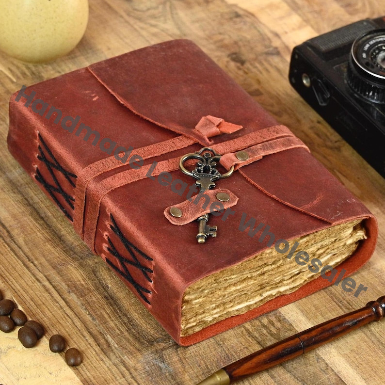 Handmade Leather Journal – Vintage Deckle Edge Paper, Grimoire Journal
