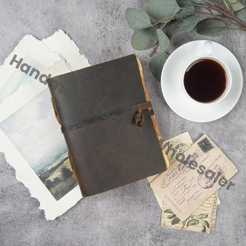 Handmade Leather Journal: Vintage Deckle Edge Paper, Personalized Sketchbook