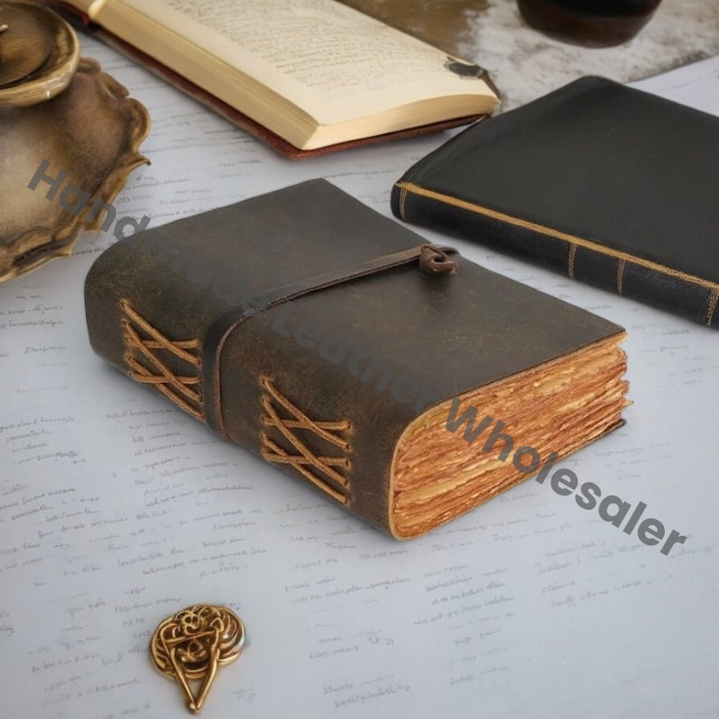 Handmade Leather Journal: Vintage Deckle Edge Paper, Personalized Sketchbook