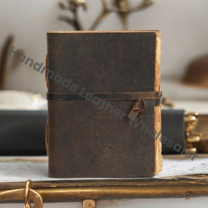Handmade Leather Journal: Vintage Deckle Edge Paper, Personalized Sketchbook