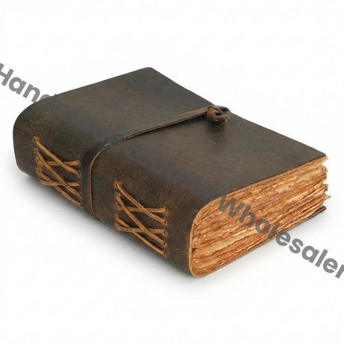 Handmade Leather Journal: Vintage Deckle Edge Paper, Personalized Sketchbook