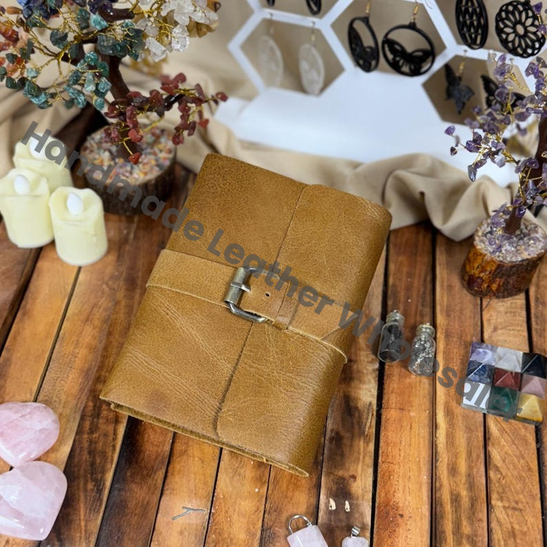 Handmade Leather Journal with Buckle | Personalized Engraved Notebook | Rustic Vintage Diary | Travel Writing Sketchbook