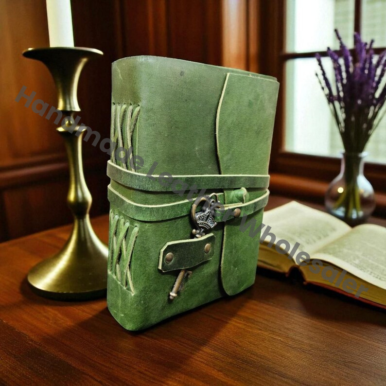 Handmade Leather Journal with Key: Vintage Spell Book of Shadows