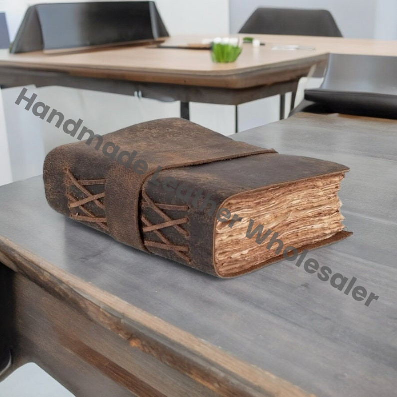 Handmade Leather Junk Journal Notebook | Sketchbook, Travel Journal & Daily Planner | Deckle-Edge Notebook | Gift for Christmas