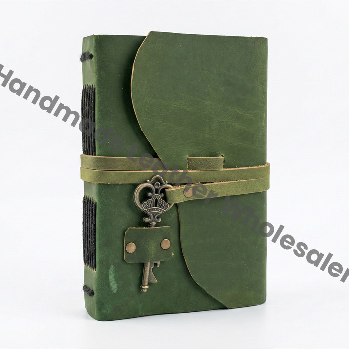 Handmade Leather Junk Journal with Antique Key | Vintage Travel Writers Diary