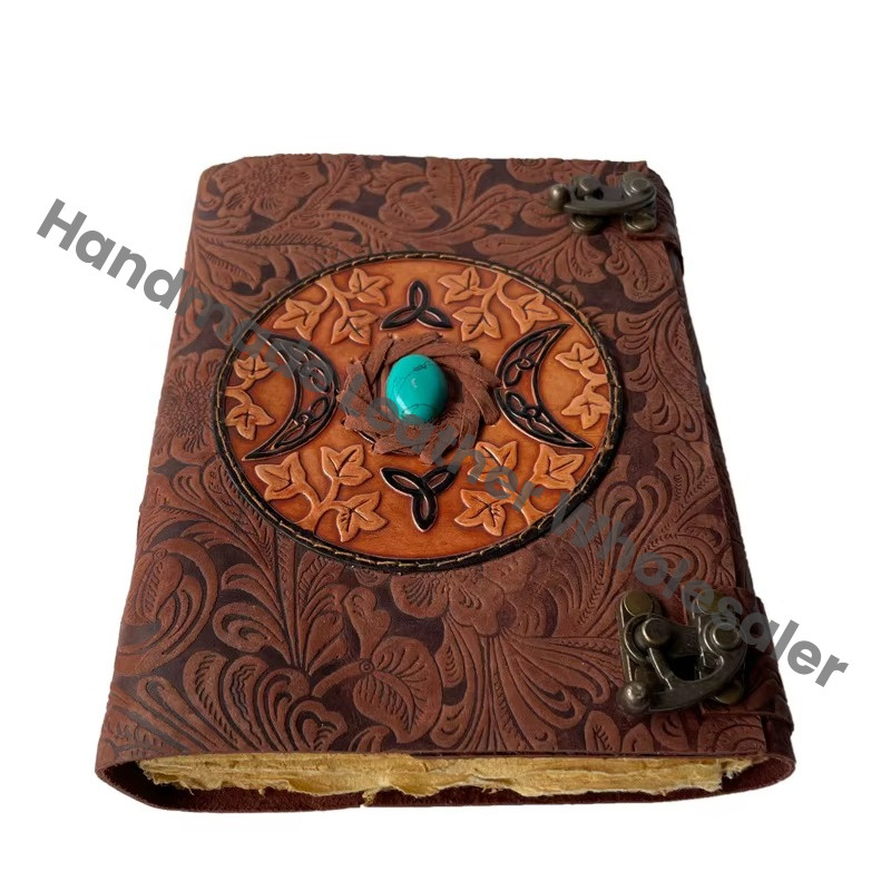 Handmade Leather Notebook Journals Writing Books Diary Flower Sun Moon Vintage High Quality Gift Custom Sketchbook