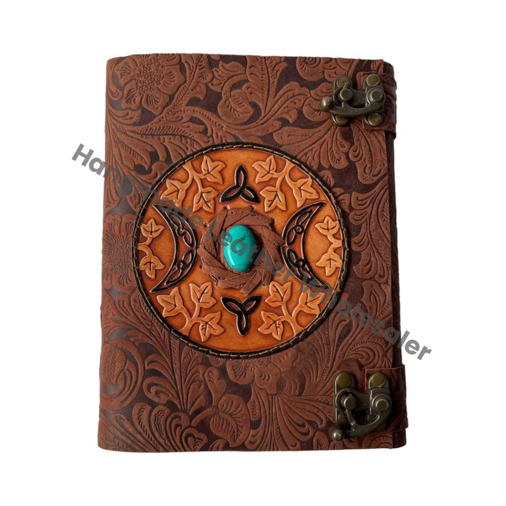 Handmade Leather Notebook Journals Writing Books Diary Flower Sun Moon Vintage High Quality Gift Custom Sketchbook