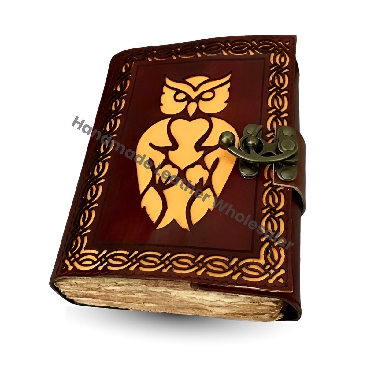 Handmade Leather Owl Journal: Embossed Writing Notebook (7x5 Inches)