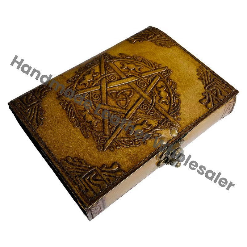 Handmade Leather Pentagon Journal Writing Notebook Diary Bound Notepad Men Women Unlined Paper Medium Custom Logo Gift Artist