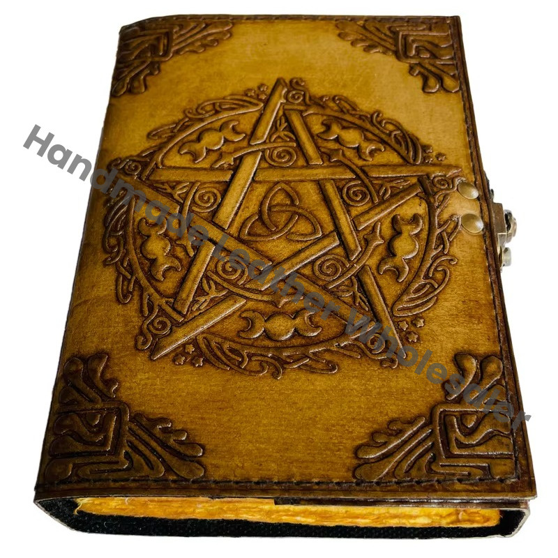 Handmade Leather Pentagon Journal Writing Notebook Diary Bound Notepad Men Women Unlined Paper Medium Custom Logo Gift Artist