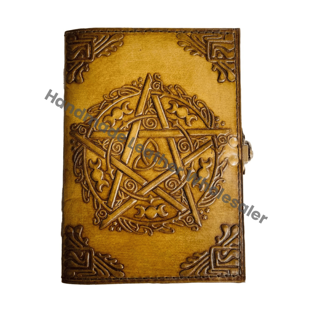 Handmade Leather Pentagon Journal Writing Notebook Diary Bound Notepad Men Women Unlined Paper Medium Custom Logo Gift Artist