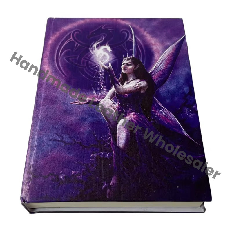 Handmade Leather Printed Journal Fairy With Wings Design Cardboard Cotton White Paper Notebook Sketchbook Drawing Planner Diary