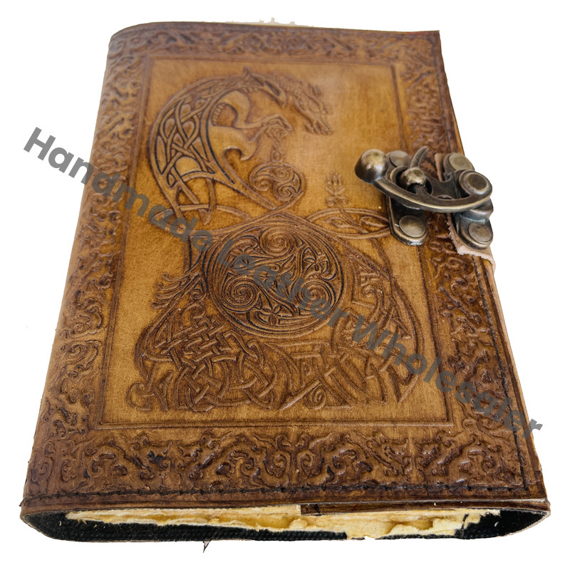 Handmade Leather Rustic Leather Journal Lovely Dragon Handmade Deckle Recycled Paper DND Gratitude Journal Gift for Women