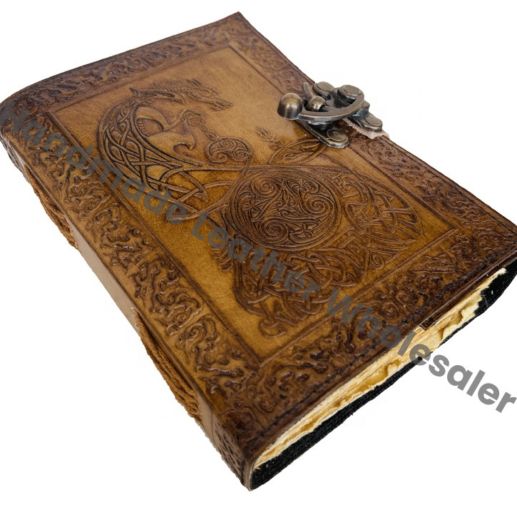 Handmade Leather Rustic Leather Journal Lovely Dragon Handmade Deckle Recycled Paper DND Gratitude Journal Gift for Women