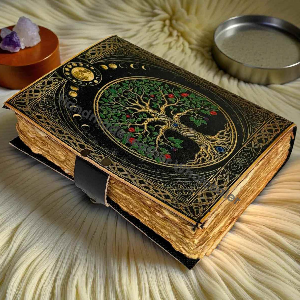 Handmade Leather Tree of Life Journal | Pagan Grimoire, Book of Shadows